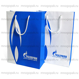 Пакеты из мелованной бумаги с логотипом Газпром